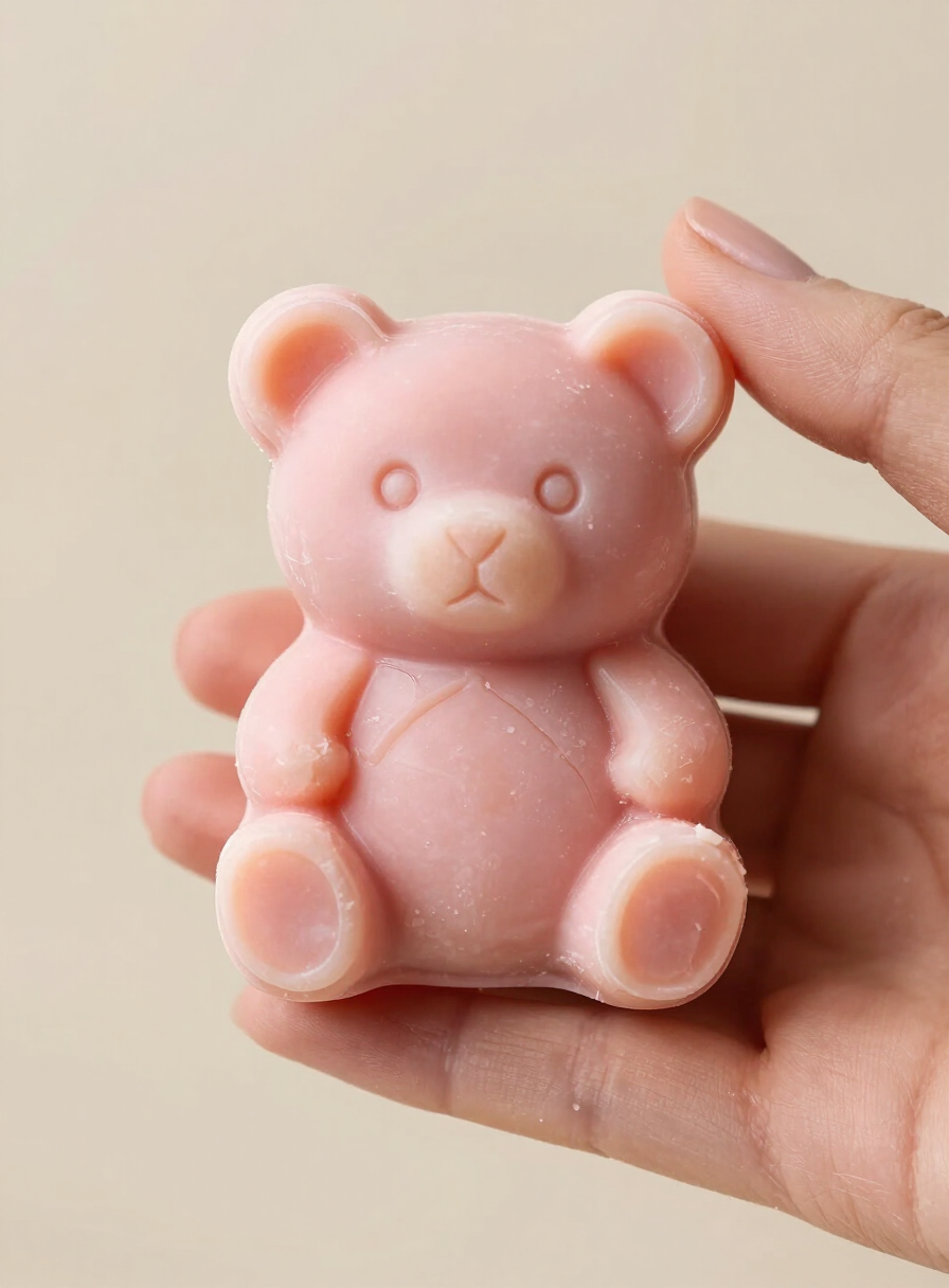 Hand holding a MIORAH teddy soap