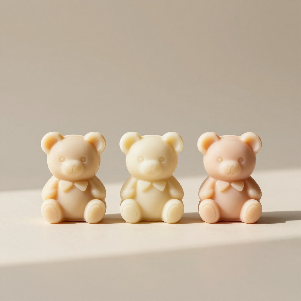 Three MIORAH teddy soaps arranged together